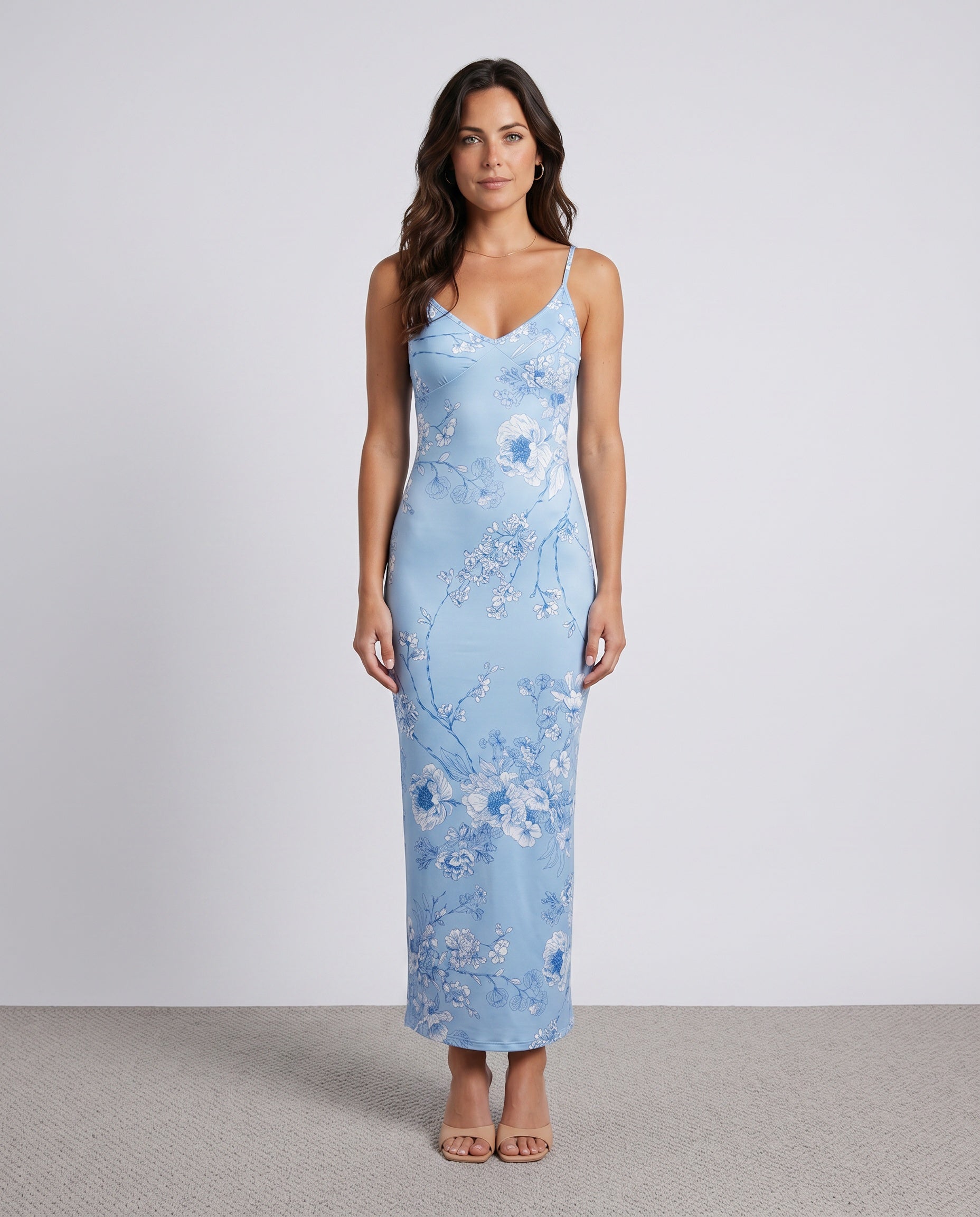 Women's Satin-Look Sleeveless Slip Dress Evening