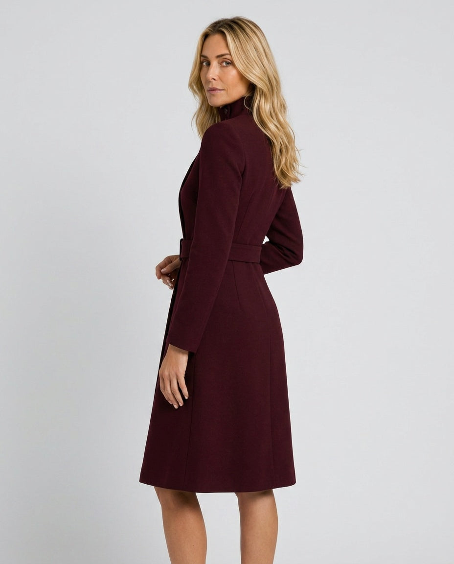 Women's Check Finish Long Sleeve Blazer Belted