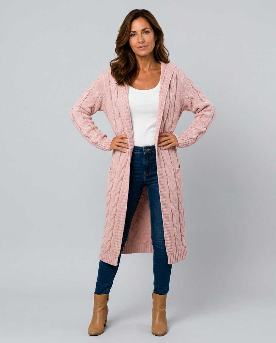 Elegant Ribbed Long Sleeve Cardigan Belted Evening