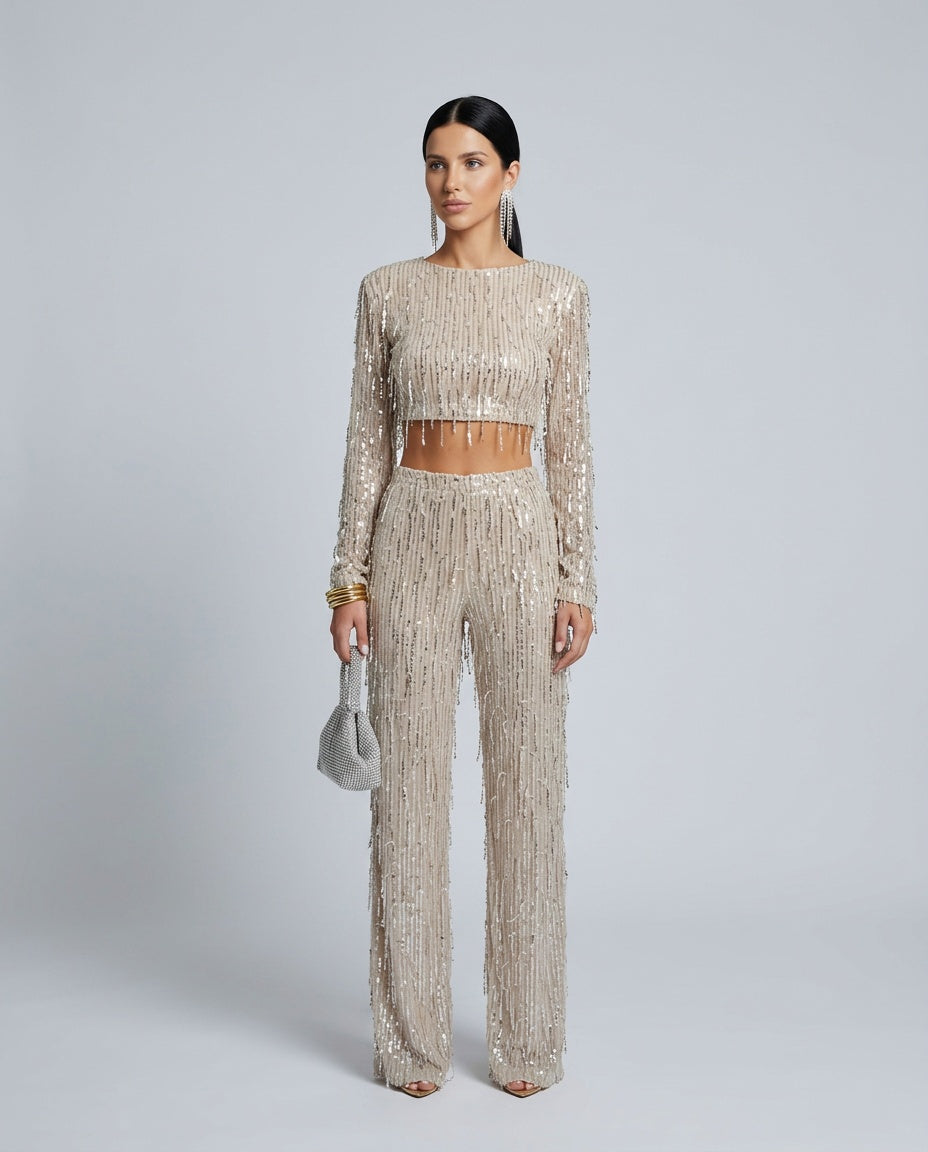 Sequin Long Sleeve Dress Evening Day-to-Night