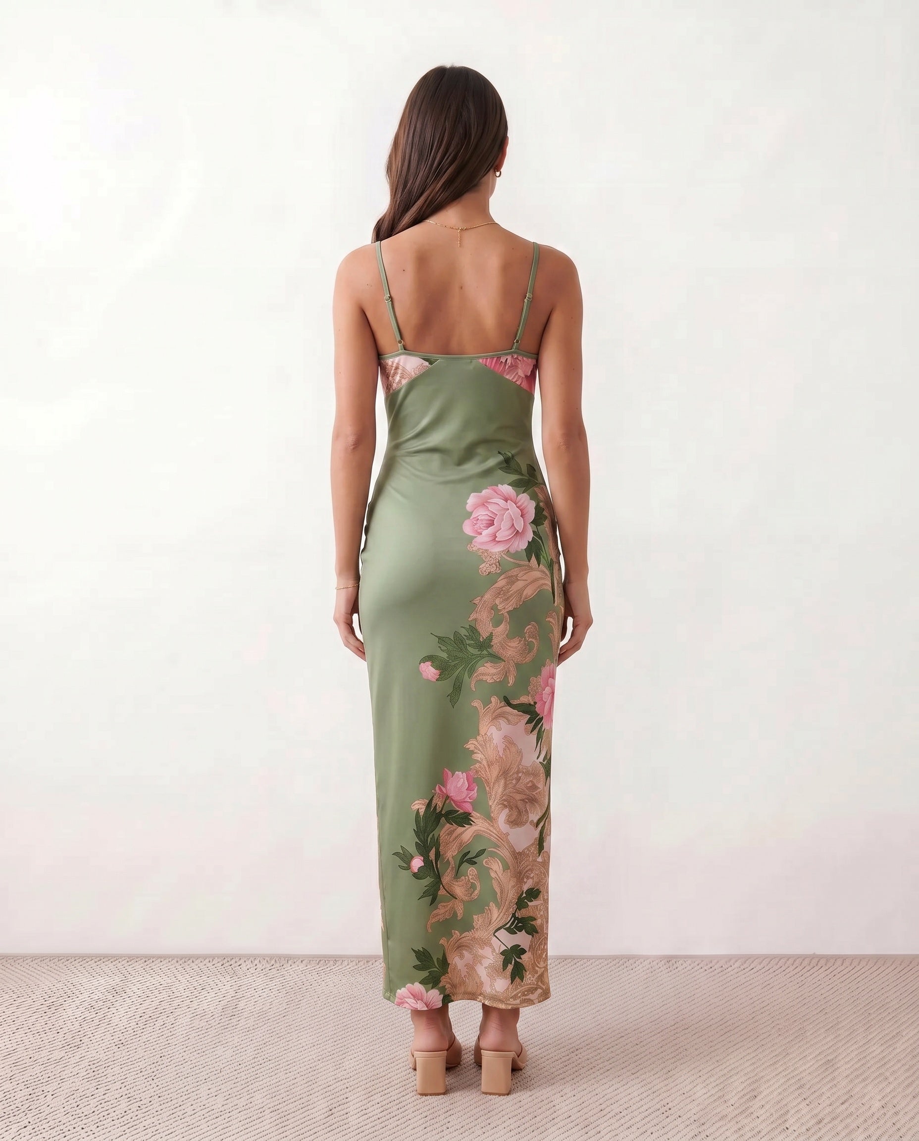 Women's Satin-Look Sleeveless Slip Dress Evening