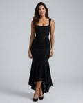 Lace Finish Sleeveless Blazer Corset-Style Evening